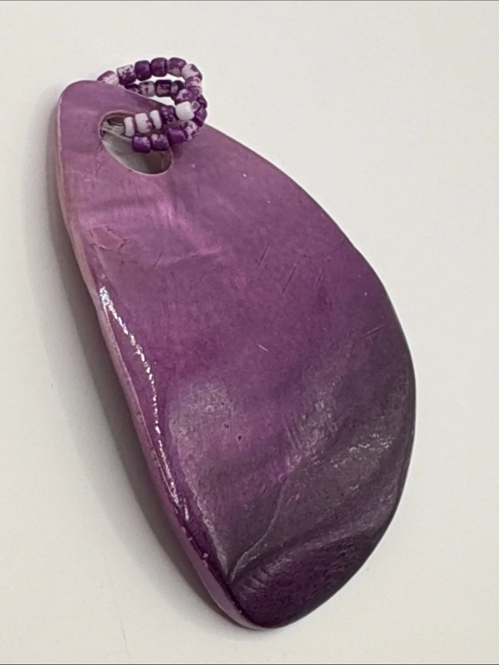 Vintage Purple Teardrop Hair Pendant with Beaded Loop